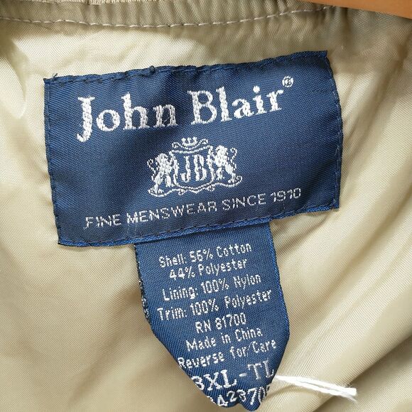 John Blair Men's Full Zip Bomber Jacket Tan 3XLT Long Sleeve Solid Lined - Picture 13 of 16